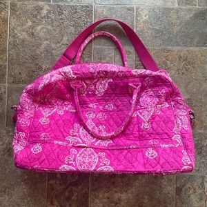Vera Bradley Pink Stamped Paisley- Large Grand Overnight Weekend Traveler Bag